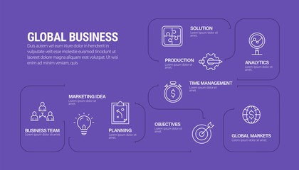 GLOBAL BUSINESS INFOGRAPHIC DESIGN STOCK ILLUSTRATION