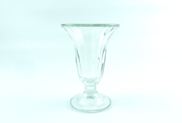 Crystal glass for ice cream on white background, Concept Kitchen in the restaurant, Front view Blank for design..