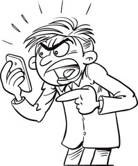 Angry man shouting on smartphone