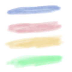 Pastel color, Watercolor painted by hand brush strokes, banners. Isolated on white background.