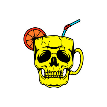 SKULL CUP COCKTAIL COLOR WHITE BACKGROUND