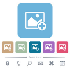 Add new image flat icons on color rounded square backgrounds