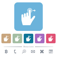 Obraz premium Left handed slide right gesture flat icons on color rounded square backgrounds