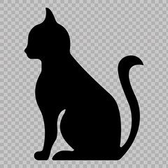 Cute black cat icon.Vector