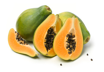 Papaya fruit isolated on a white background