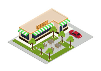 vector isometric cafe shop