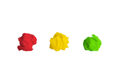Paper crumpled in red, yellow and green