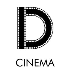 Logotipo con texto CINEMA con letra D como tira de película en color negro