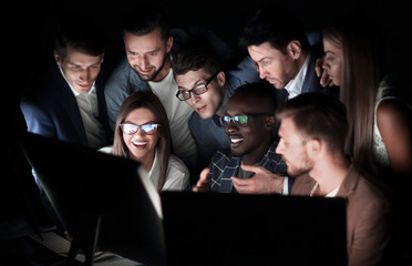 professional business team is conducting a brainstorming session. computer, screen, black