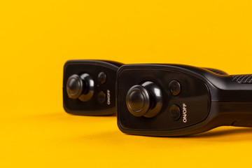 Gaming concept. Joystick on color background.