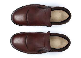 Boots isolated on white background. Top view.