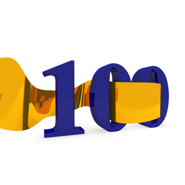 Blue 100 with a golden ribbon