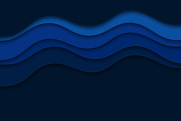 Background with blue waves. Abstract wavy blue paper background.