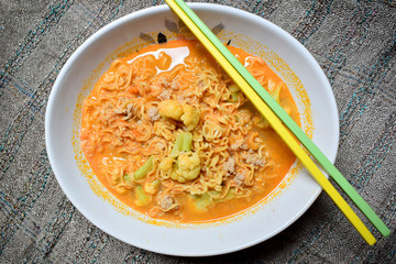 Cup of instant noodles for lunch