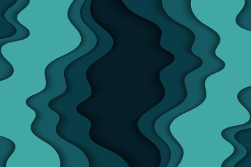 Background with blue waves. Abstract wavy blue paper background.