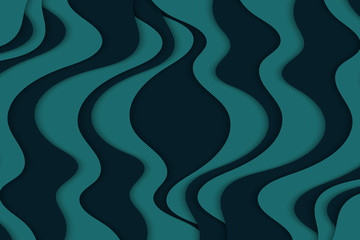 Background with blue waves. Abstract wavy blue paper background.