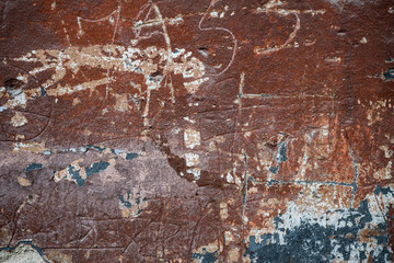 Texture of an old wall covered with paint. Background image of a worn paint coated surface