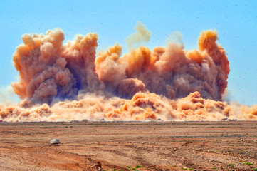 Dust clouds after the detonator blasting 
