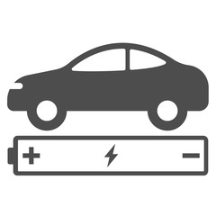 electric eco car with battery acumulator icon isolated on white background. electric eco car flat icon for web, mobile and user interface design. electric ecological transport comcept