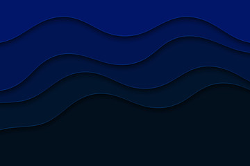 Background with blue waves. Abstract wavy blue paper background.