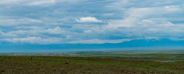 Background image of a mountain landscape. Russia, Siberia, Altai