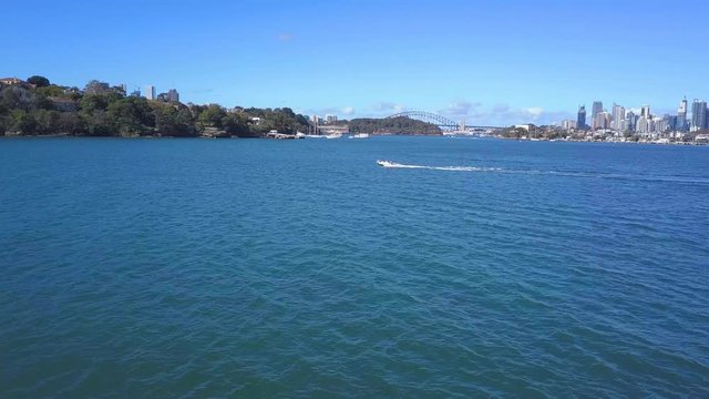 A Motorbot cruising towards a Bay in Sydney - Australia