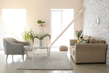 Beautiful interior of light modern room