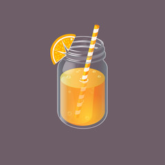 Jar with homemade lemonade in vintage glass.