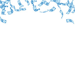 Fototapeta premium Bitcoin, internet currency notes falling. Sparse B