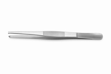 Tissue forceps stainless steel isolated on white background