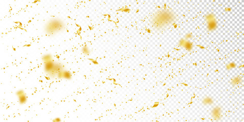 Streamers and confetti. Gold tinsel and foil ribbo