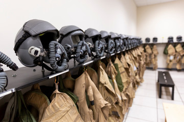 Fighter aircraft pilot uniforms dressing room © Belish