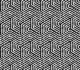 Fototapeta premium Abstract geometric pattern with stripes, lines. Seamless vector background. White and black ornament. Simple lattice graphic design