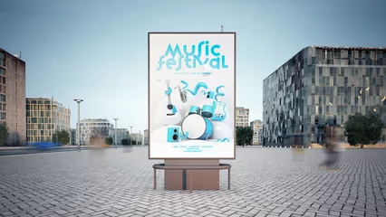 Foto op Aluminium music festival advertising poster mock-up © MclittleStock