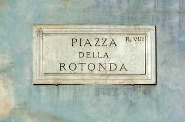 street sign Piazza della Rotonda
