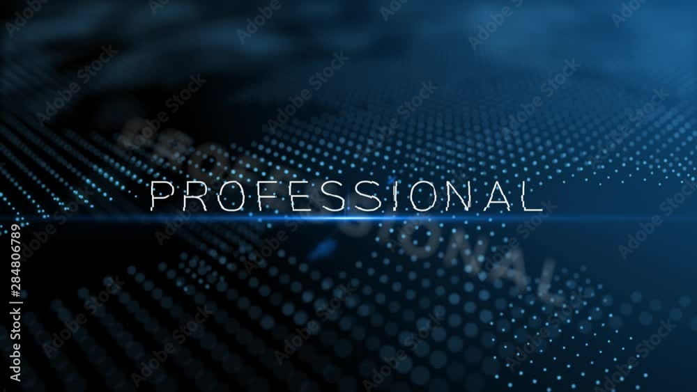 Poster professional modern intro text 3d animation with lens flare and depth of field focus blur