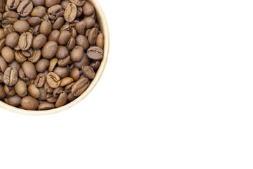 coffee beans on a white background place for text background