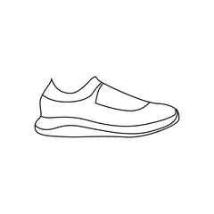 Schilderijen op glas mens sneakers shoe vector. shoe in line art vector. black line shoe © asnan_ad