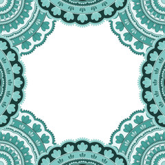 Abstract floral decorative frame for greeting card or invitation in ethnic style