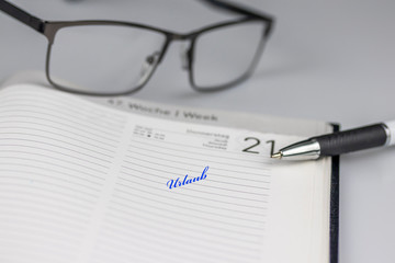 Kalender mit Urlaubplanung