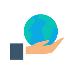 Hand holding globe icon