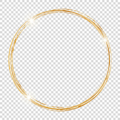 gold round frame on transparent background