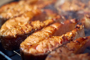 steaks of red fish grill
