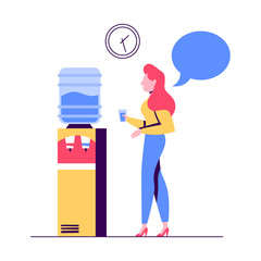Office character on the break standing at the water cooler