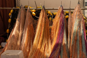fishing nets in a fishing village in Istanbul