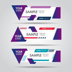 Lower third white and colorful design template modern contemporary. Set of banners bar screen broadcast bar name. Collection of lower third for video editing on transparent background.