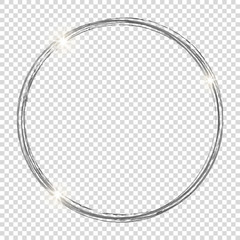 silver round frame on transparent background