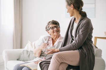 Taking care of older woman