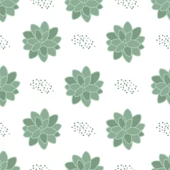 Gardinen Schöner Sukkulentenvektor pastellgrüner nahtloser Wiederholungsmusterhintergrund mit Punkten © Verena patterns