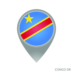 Map pointer with flag Democratic Republic of the Congo. Colorful pointer icon for map. Vector Illustration.